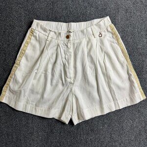 Relish White Gold Metallic Stripe Women's Shorts S Summer Vacation Cruise Marine